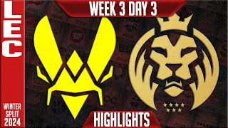 VIT vs MDK Highlights | LEC Winter 2024 Week 3 Day 3 | Team Vitality vs MAD Lions KOI