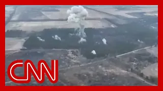 Video shows bomb strike on Russian forces in forest