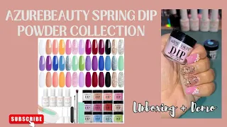 TRYING THE NEW AZUREBEAUTY🌸SPRING🌸DIP POWDER COLLECTION| UNBOXING + DEMO| BEGINNER FRIENDLY DESIGN🌸