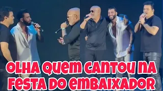 Gusttavo Lima canta com Rick, Renner em sua festa de aniversário