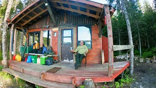 Off Grid Cabin Trip Moose Prep remove Old Patio Fishing And Cutting wood For The Winter #17