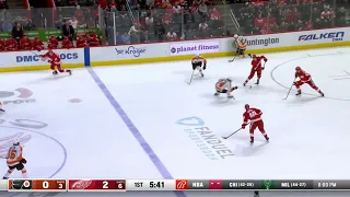 Detroit Red Wings Moritz Seider loses puck and calmly takes it right back.