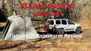 KODIAK CANVAS TENT 10x10 Rainstorm Performance & ONE Design Flaw! #kodiakcanvastent