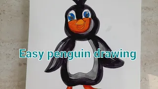 Cute penguin drawing | Easy for kids | Draw with me | Color drawing @dollyarts9085 #penguin