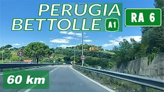 RA6 Driving in ITALY | PERUGIA to BETTOLLE A1 Highway