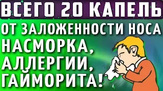 ВСЕГО 20 КАПЕЛЬ ОТ ЗАЛОЖЕННОСТИ НОСА, СИНУСИТА, АЛЛЕРГИИ, ГАЙМОРИТА! Перекись, соль, вода, прополис.