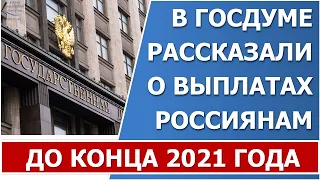 В Госдуме рассказали о выплатах россиянам до конца 2021 года и будет ли предновогодняя пенсия.