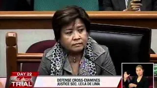 Cross examination of Justice Secretary Leila De Lima