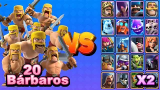 20 BÁRBAROS vs TODAS LAS CARTAS TERRESTRES X2 | Clash Royale