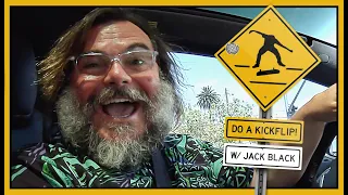 Jack Black Yells "DO A KICKFLIP!" At Skateboarders From His Car