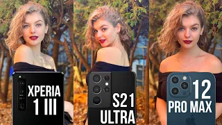 Sony Xperia 1 iii vs Samsung Galaxy S21 Ultra vs iPhone 12 Pro Max Camera Comparision | Its Tight