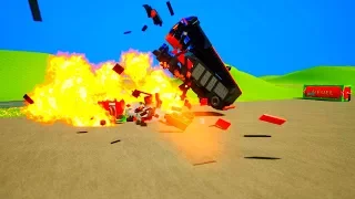 Crazy Lego Cars, Trucks Accident Vs Propane !!! Brick Rigs