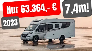 Neu nur 63.364,- €: Billigste große Wohnmobile Deutschlands: Hymer Carado T447 Edition 15 2023.