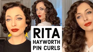 I followed a Rita Hayworth pin curls tutorial on my long, thick hair … and the results shocked me!