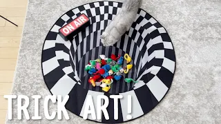 【Trick art!】床にトリックアートを置いたら猫の反応が絶妙でした！サイベリアン