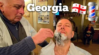 💈$7 CLASSIC BARBER SHAVE of SERIOUS PERFECTION w/60 Yrs Experience! Kutaisi, Georgia 🇬🇪 (ASMR relax)