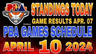 PBA Standings today as of April 07, 2024 | PBA Game results | Pba schedule April 10, 2024