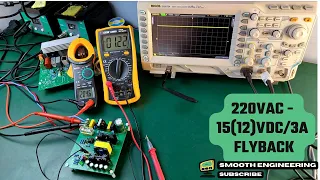 Very Low Ripple-Noise 220VAC to 15(12) VDC 3A Flyback AC-DC Converter