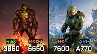 RTX 3060 8GB vs RX 6650 XT vs ARC A770 8GB vs RX 7600 - 12 Games Tested