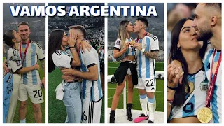 Unforgettable moments..Argentine players celebrate with their wives, families, and girlfriends ..