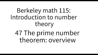 Introduction to number theory lecture 47. The prime number theorem