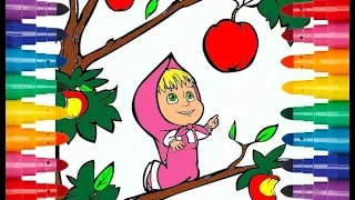 Маша и Медведь раскраска Маша на дереве Masha and the Bear coloring Masha on the tree