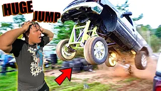 World’s Most Squatted Truck Goes Airborne!  (Destroyed My New Truck)