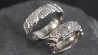 Augefallene Eheringe aus Platin 600 mit Diamanten