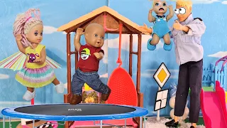 I WAS JUMPING ON A TRAMPOLINE AND GOT LOST🤣🤣Katya and Max are a cheerful family. Funny BARBIE Dolls