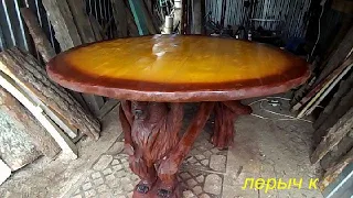 Круглый стол в беседку  Лесная мебель