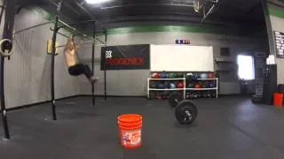 12 Min EMOM - Odd: 5 Power Snatch 135 lbs, Even: 12 Toes-to-bar