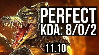 RENEKTON vs MALPHITE (TOP) | 8/0/2, 6 solo kills, 600+ games, Legendary | NA Grandmaster | v11.10