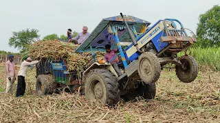 Swaraj Tractor 744FE Stuck with heavy Sugarcane load | Tractor Video | #CTVL