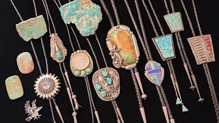 MY COLLECTION of VINTAGE NATIVE AMERICAN TURQUOISE BOLO TIE NECKLACES #vintage #turquoise #necklaces