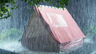 🎧 Listen & Fall Asleep in Minutes with Pure Heavy Rainfall on Tent & Loud Thunder in Forest at Night
