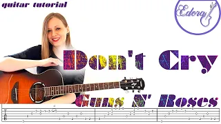 DON'T CRY Fingerstyle Guitar Tutorial with On-Screen Tab - Guns N' Roses