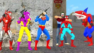 Spiderman cuckolds joker and is attacked by the bad guy joker | Rescue the Spider family vs superman