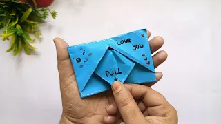 DIY - SURPRISE MESSAGE CARD FOR LOVE | Pull Tab Origami Envelope Card | Love  Card