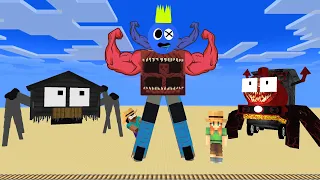 Monster School : CHOO CHOO CHARLES & HOUSE HEAD TRAIN EATER RAINBOW GIRLFRIEND - Minecraft Animation