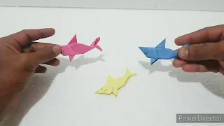 cara membuat origami baby shark