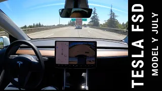 Tesla Full Self Driving Freeway July 2020 Model Y