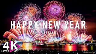 Happy New Year 2024 4K - Scenic Relaxation Film Beautiful Fireworks With Calming Music - 4K VideoUHD