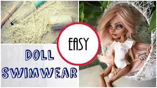 DIY Doll Swimwear Easy / How to Make Monster High Swimsuit Bikini  DIY Craft Tutorial Clothes