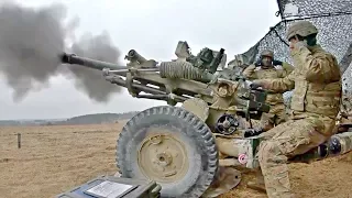 US Army Artillery Fire Very Powerful M119A3 Lightweight Howitzer | GoPro footage With Slow Motion