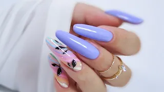 rainbow leaves nails art tutorial/ Elisium Nails