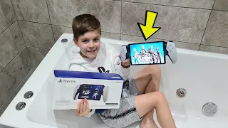 My 10 Year Old Kid Unboxing His NEW Ps5 Portal Reaction & Review Opening His Birthday Present
