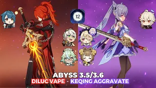 C0 Diluc Vape & C3 Keqing Aggravate | Abyss 3.5/3.6 Floor 12 9 Stars #9 | Genshin Impact