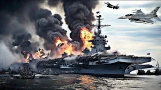 TODAY, APRIL 25, TERRIFYING ACTION! US F-16 Fighter Jet Pilot Destroys Russian Aircraft Carrier