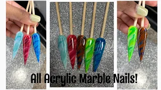 Watch Me Work | How to Do All Acrylic Marble Nails | No Polish