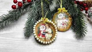 Поталь в декоре ёлочных игрушек DIY Gold leaf in the decor of Christmas decorations